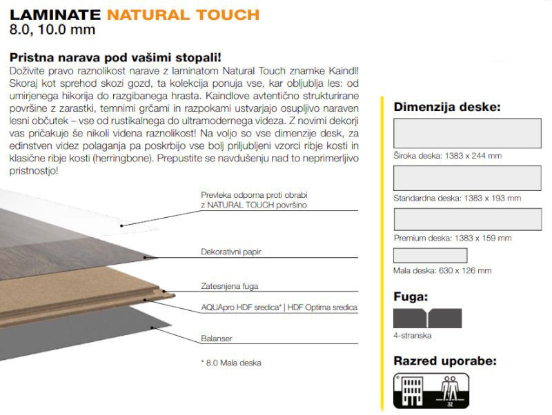 LAMINATE NATURAL TOUCH 8 in 10 mm